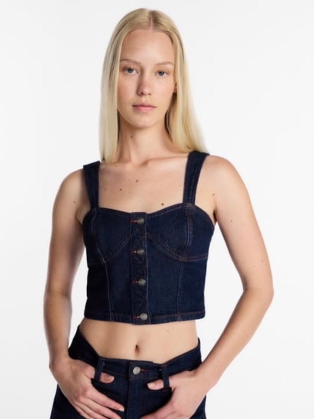 NWT Kacey Lee Jeans Denim Bustier Dark Wash Bustier Size Medium